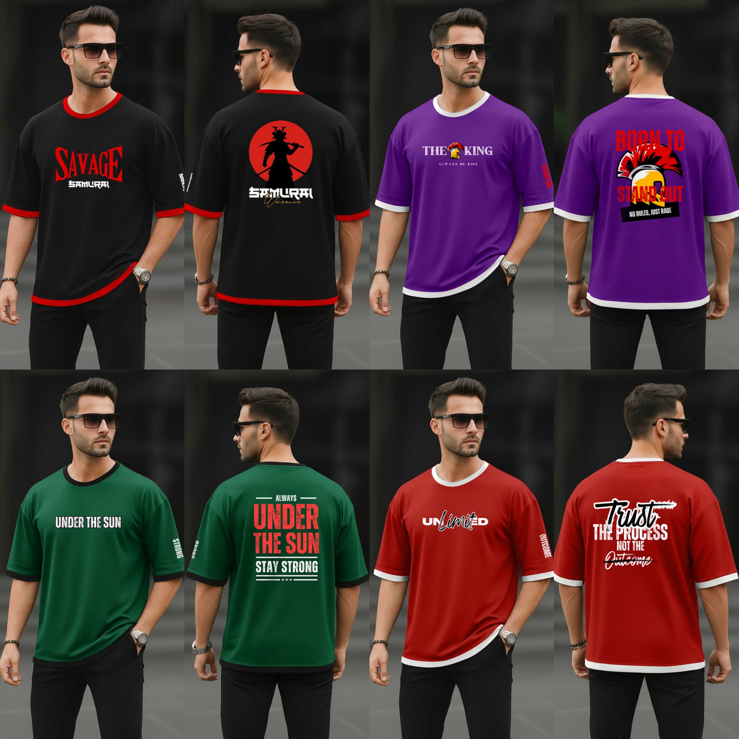 Stylish 4pc combo Drop Shoulder T-shirt