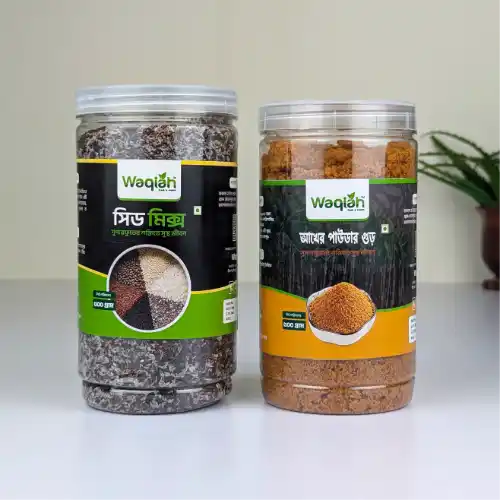 Healthy Life Pairing Premium Seed Mix and Pure Sugarcane Powder Jaggery500g Jar