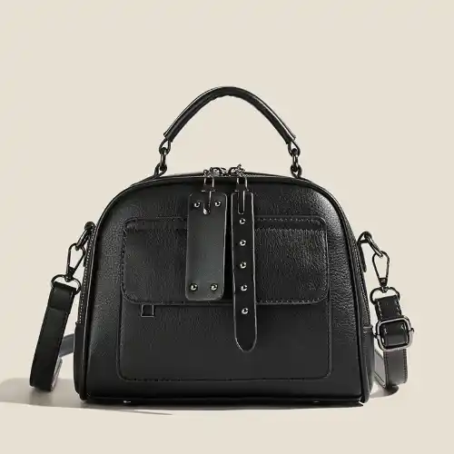 High end ladies' handbag multi-layer large capacity commuting bag (Black)