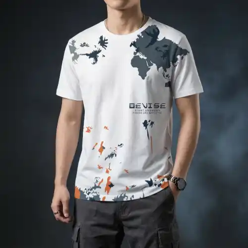 Stylish Comfortable sports T-Shirt(ASh+White)
