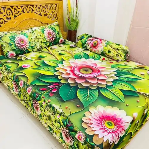 Water Proof China Premium 3D Design Bed Sheet King Size (7.8ft/6.8ft)
