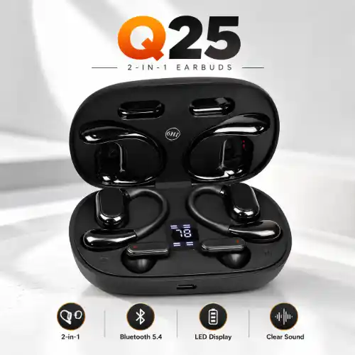 Q25 Earbuds 2-in-1 Couple Soft Ear Hooks Mini Semi-In-Ear Wireless