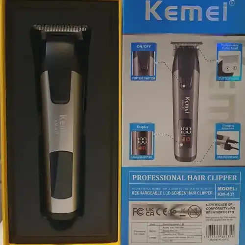 Kemei KM-431 Rechargeable LCD Screen Professional Hair Trimmer for Men