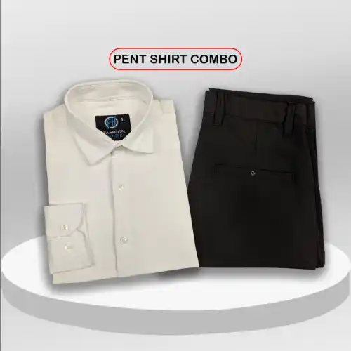 Premium Shirt & Pant Combo (Formal / Casual) (White & Black)