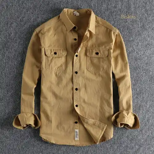 High Thickness Double Pocket Shirt.. ( Biscuit)