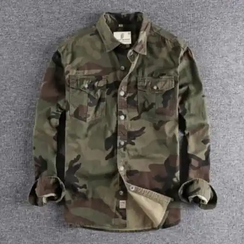 Full sleeves double pocket kemo printed Shirt