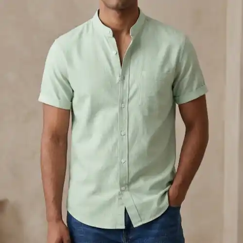 Fashionable half-sleeve shirt for men (Mint)