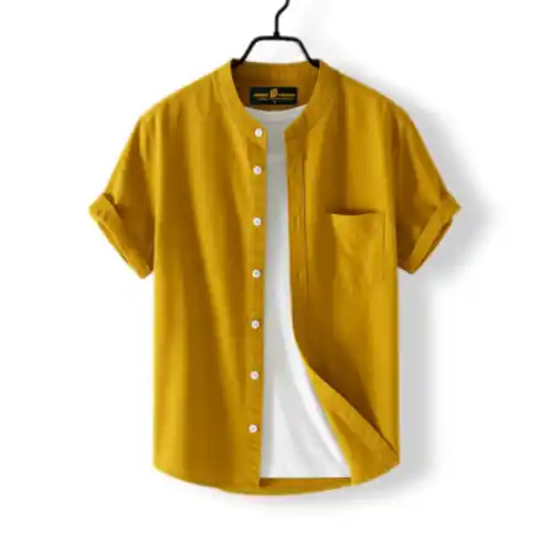 Fashionable half-sleeve shirt for men ( Yellow)