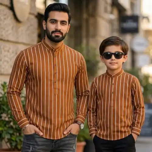 Father & Son Premium Striped Cotton Katua