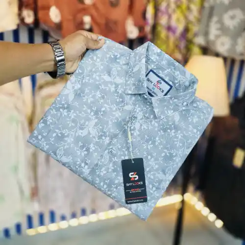 Pure Cotton Half Sleeve Print Shirt for Men's