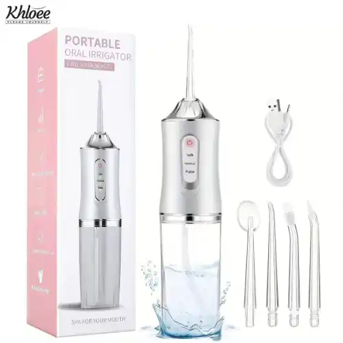 Portable Dental Water Flosser Oral Irrigator USB Rechargeable Water Floss Jet Tooth Pick 4 Tips 220ml Mouth washing machine