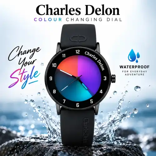 Charles Delon Waterproof Color Changing Dial Watch for Him & Her